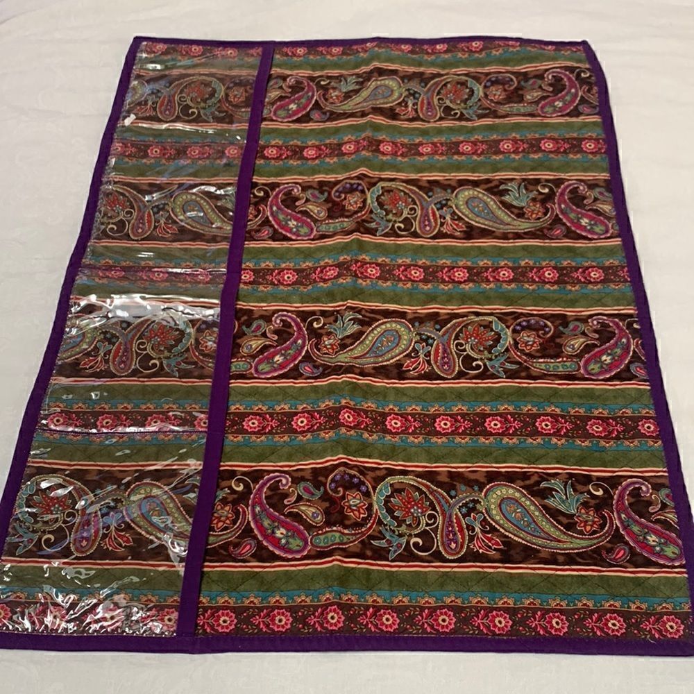 Quilted Bedside Organizer Pockets Hand Crafted Paisley